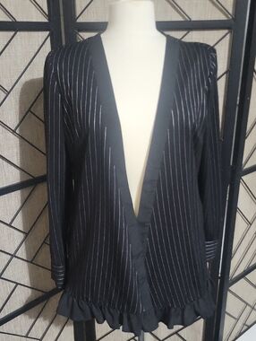 BCBGeneration black lightweight blazer with pinstripes.